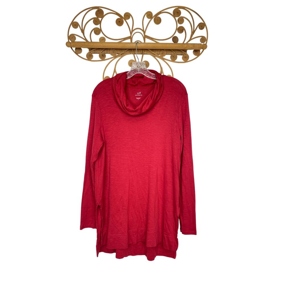 J.Jill Pima Cowl Neck Tunic Red Long sleeve womens Medium